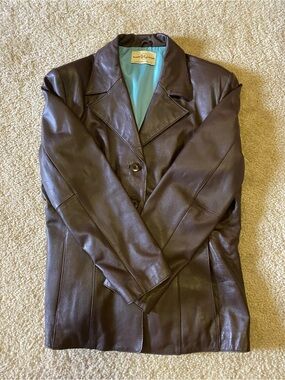 Wilsons Leather Women's Dark Brown Leather Blazer Jacket vintage